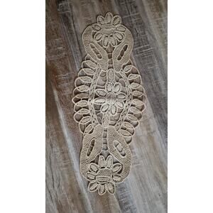 Antique Doily Romanian Point Lace Style Handmade Hand Crocheted